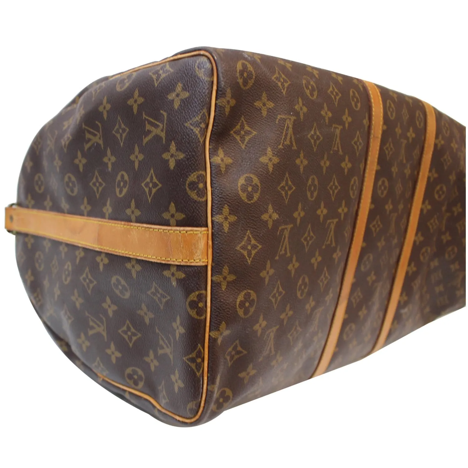 LOUIS VUITTON Keepall 60 Bandouliere Monogram Canvas Travel Bag Brown