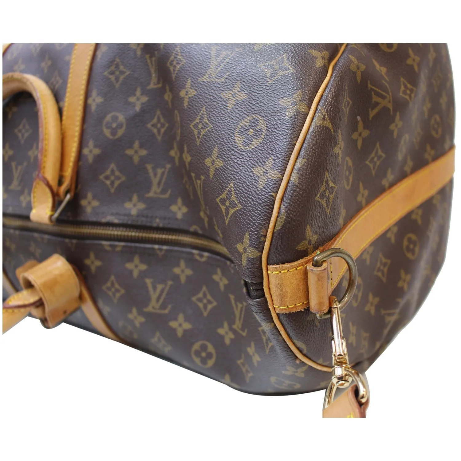 LOUIS VUITTON Keepall 60 Bandouliere Monogram Canvas Travel Bag Brown