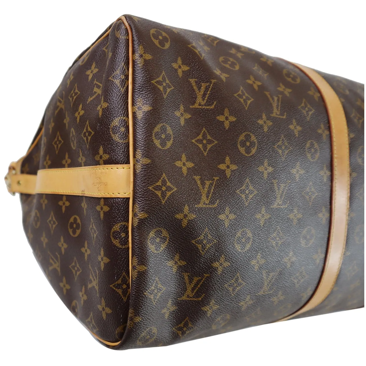 LOUIS VUITTON Keepall 60 Bandouliere Monogram Canvas Travel Bag Brown