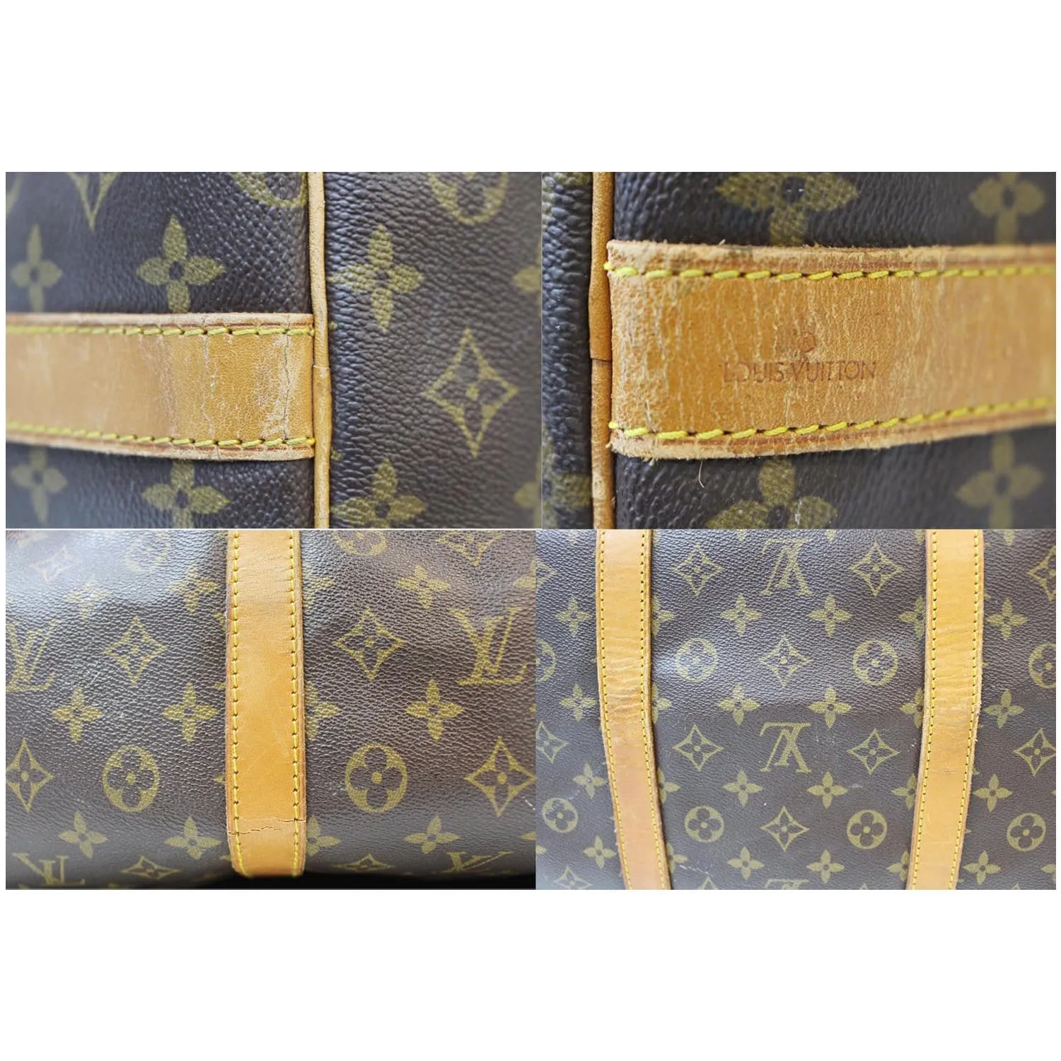 LOUIS VUITTON Keepall 60 Bandouliere Monogram Canvas Travel Bag Brown
