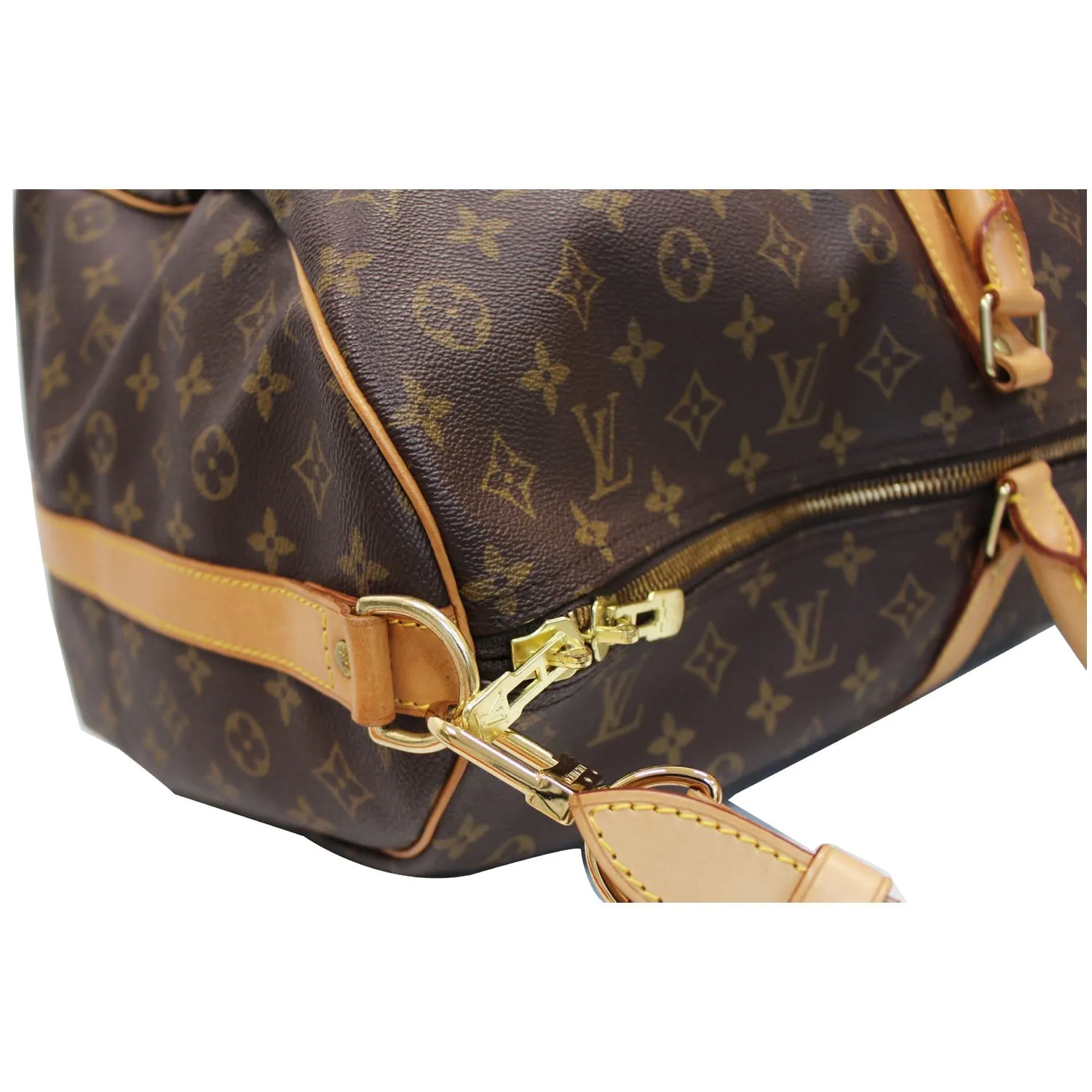LOUIS VUITTON Keepall 60 Bandouliere Monogram Canvas Travel Bag Brown