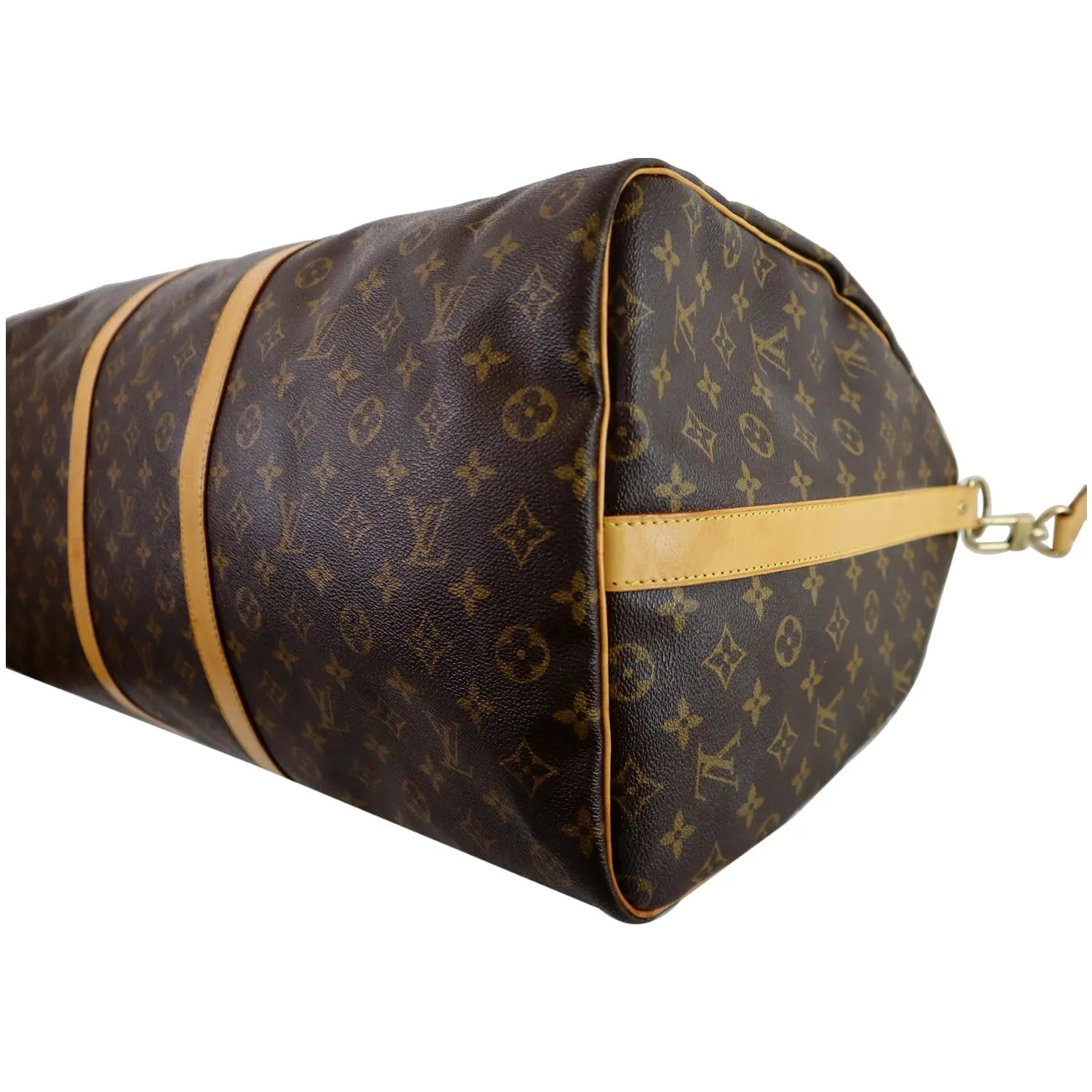 LOUIS VUITTON Keepall 60 Bandouliere Monogram Canvas Travel Bag Brown