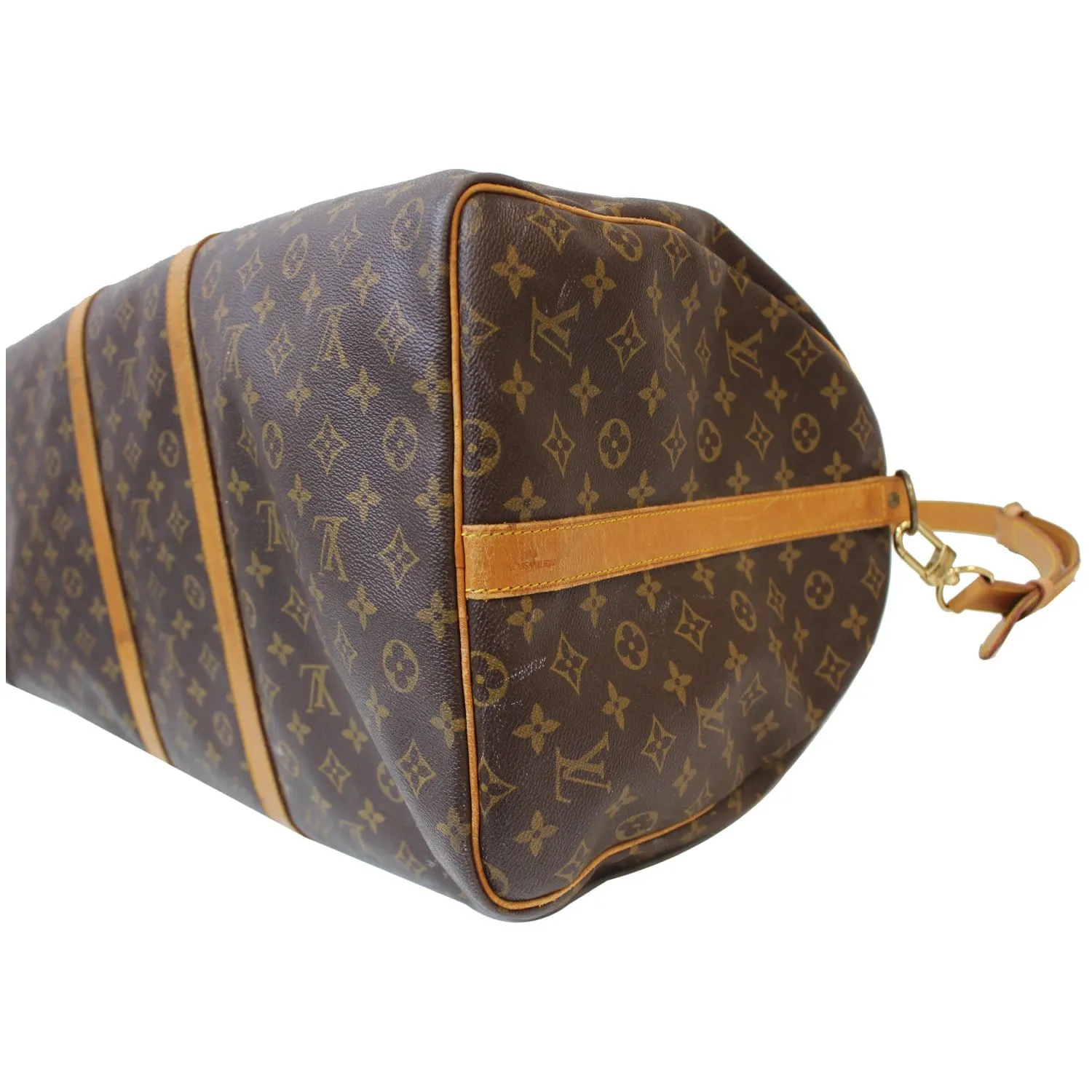 LOUIS VUITTON Keepall 60 Bandouliere Monogram Canvas Travel Bag Brown