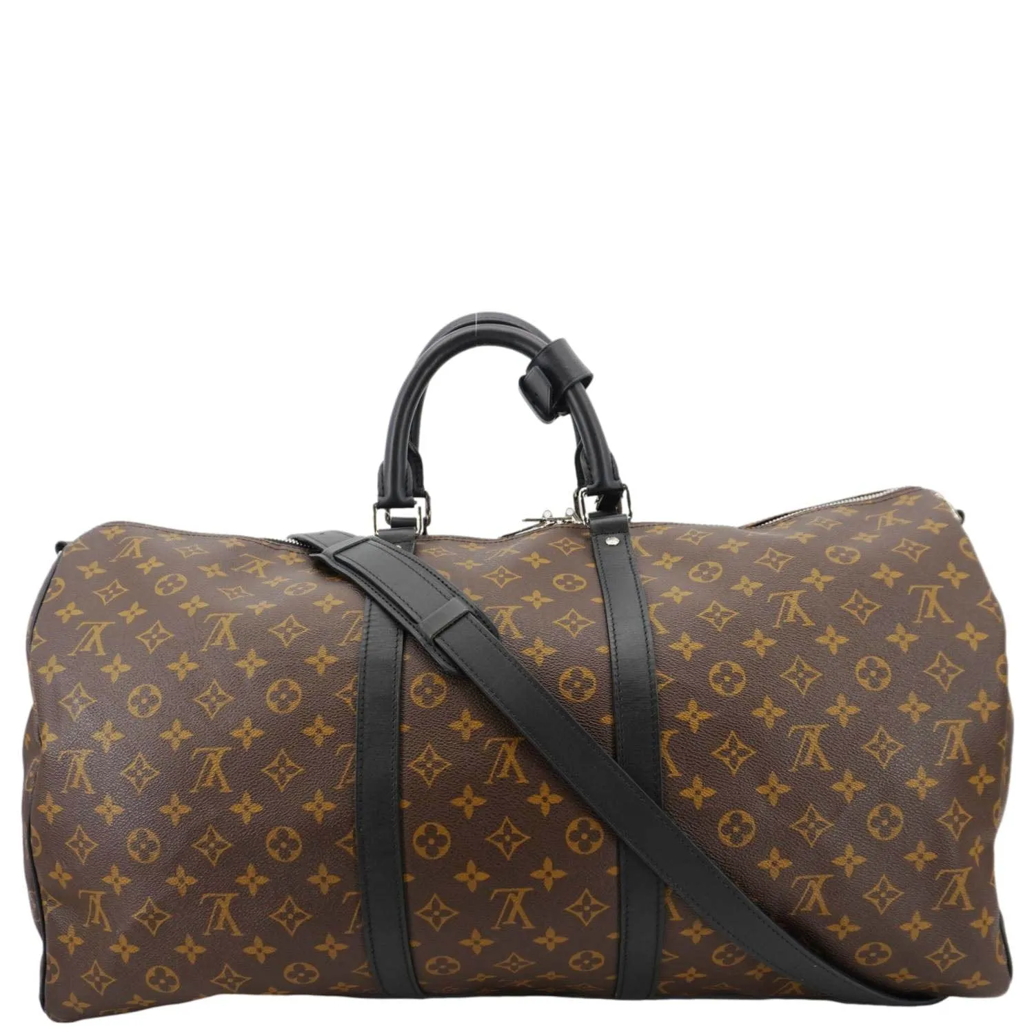 LOUIS VUITTON Keepall Bandouliere 55 Monogram Canvas Travel Bag Black