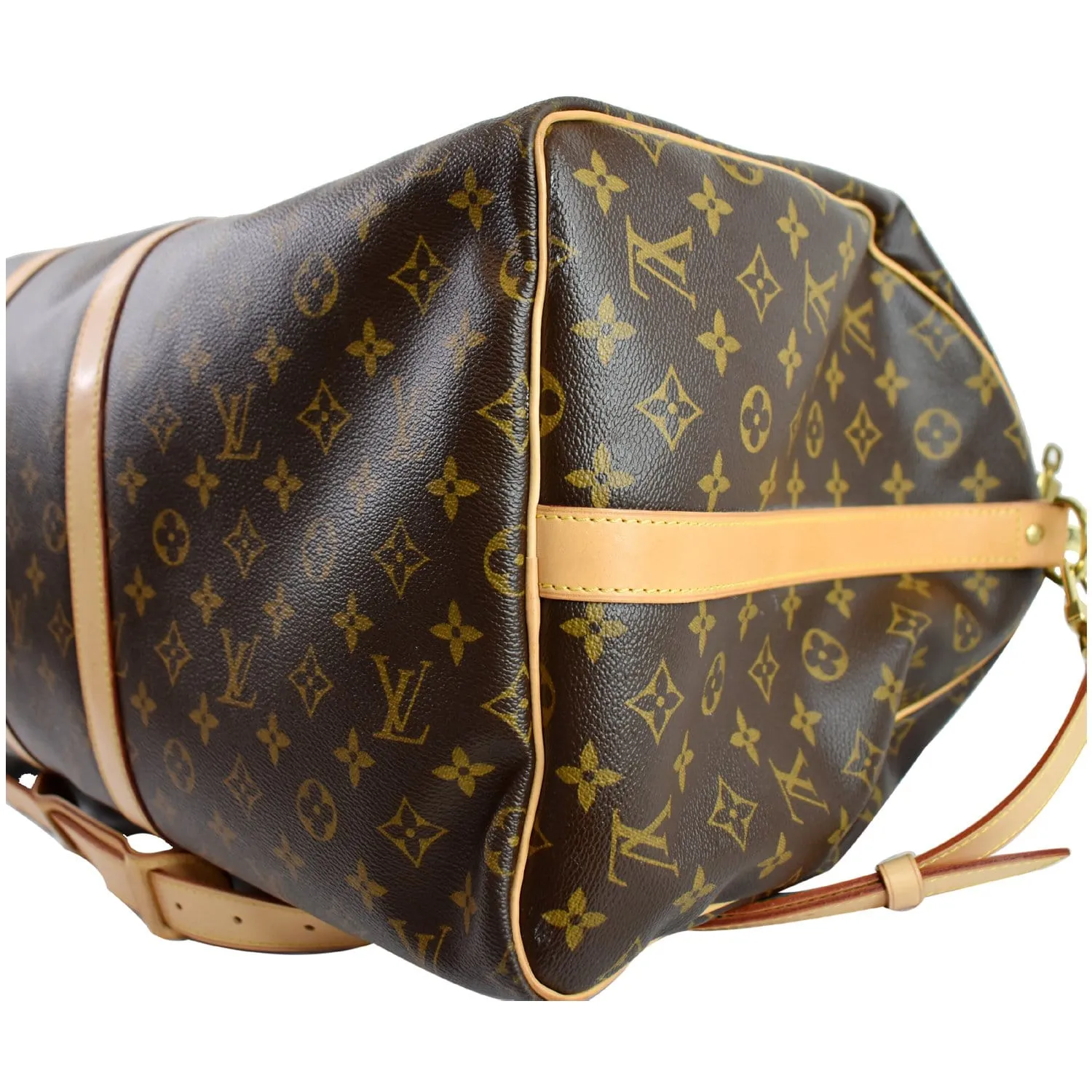LOUIS VUITTON Keepall Bandouliere 55 Monogram Canvas Travel Bag Brown