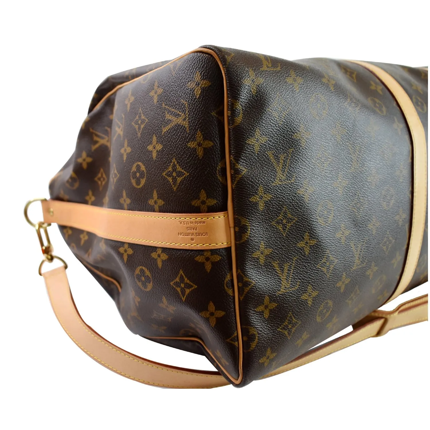 LOUIS VUITTON Keepall Bandouliere 55 Monogram Canvas Travel Bag Brown