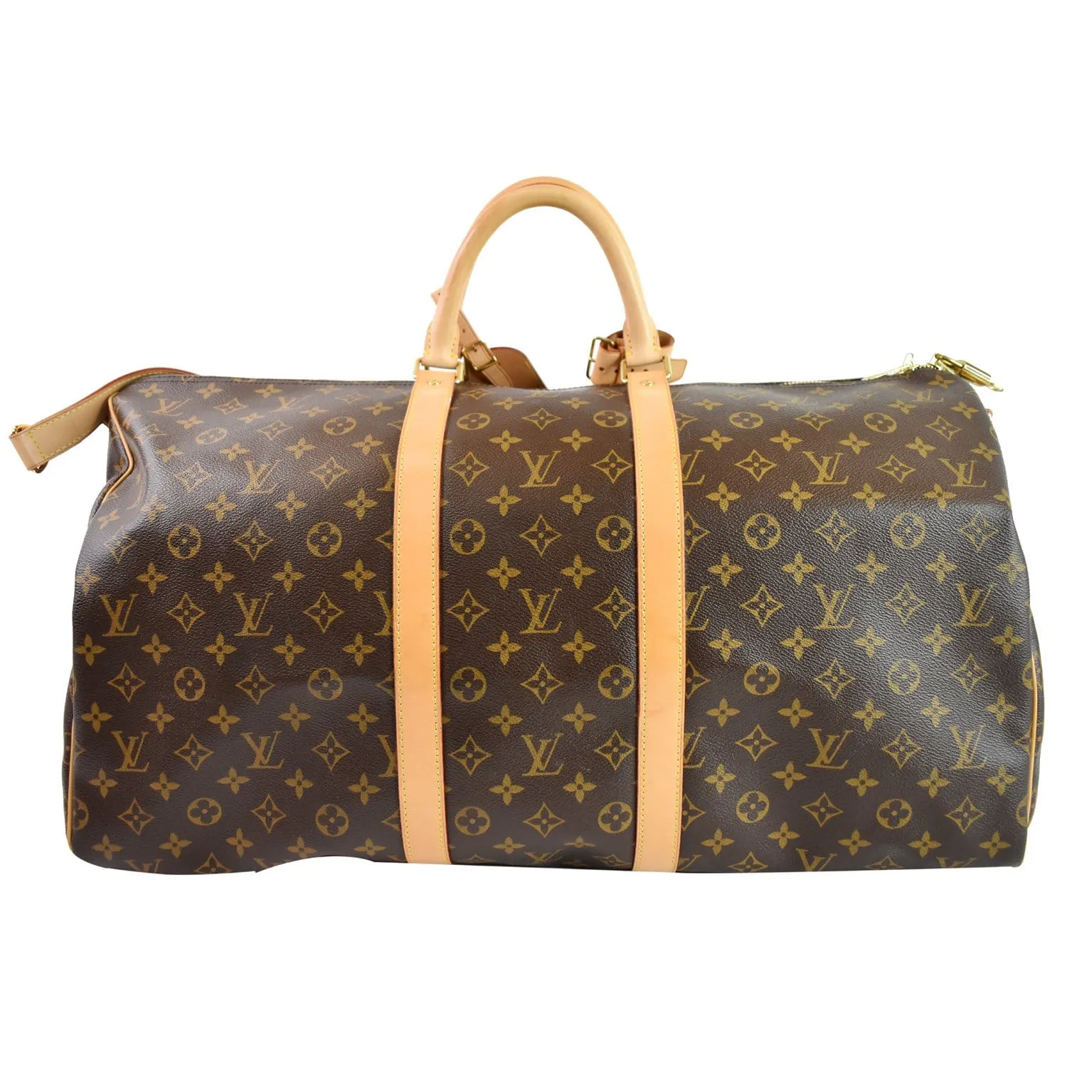 LOUIS VUITTON Keepall Bandouliere 55 Monogram Canvas Travel Bag Brown