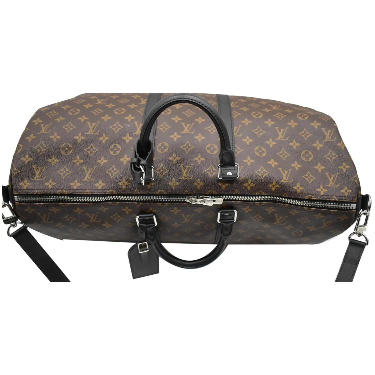 LOUIS VUITTON Keepall Bandouliere 55 Monogram Macassar Travel Bag Brown