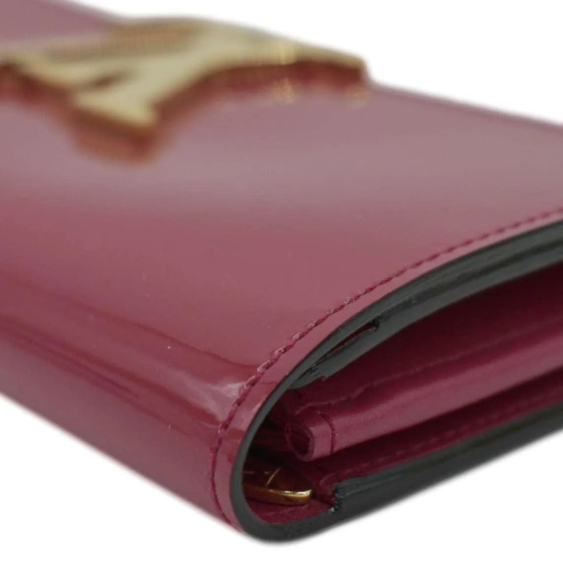 LOUIS VUITTON Louise Vernis Leather Long Wallet Red
