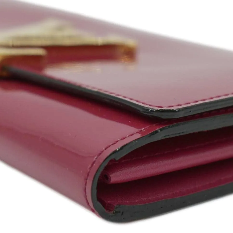 LOUIS VUITTON Louise Vernis Leather Long Wallet Red