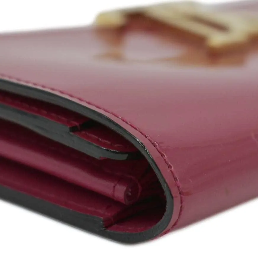 LOUIS VUITTON Louise Vernis Leather Long Wallet Red