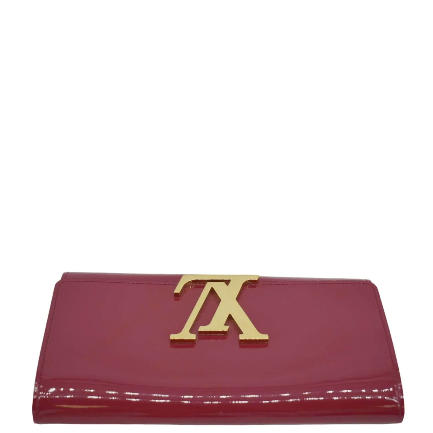 LOUIS VUITTON Louise Vernis Leather Long Wallet Red