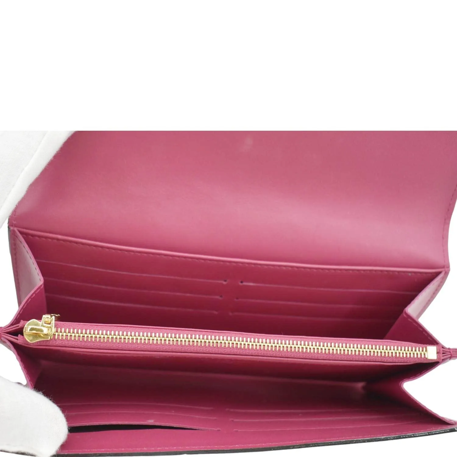 LOUIS VUITTON Louise Vernis Leather Long Wallet Red