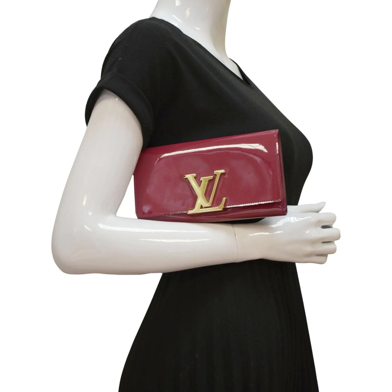 LOUIS VUITTON Louise Vernis Leather Long Wallet Red