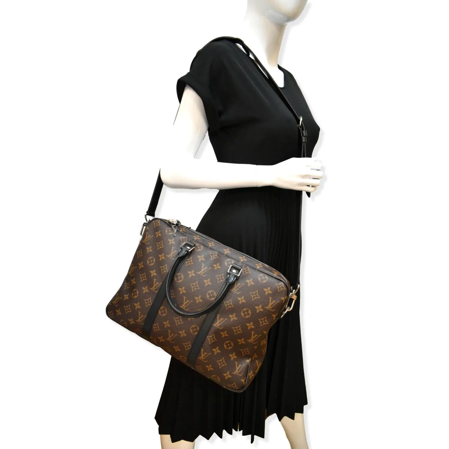 LOUIS VUITTON Porte Documents Voyage PM Monogram Canvas Briefcase Bag Brown