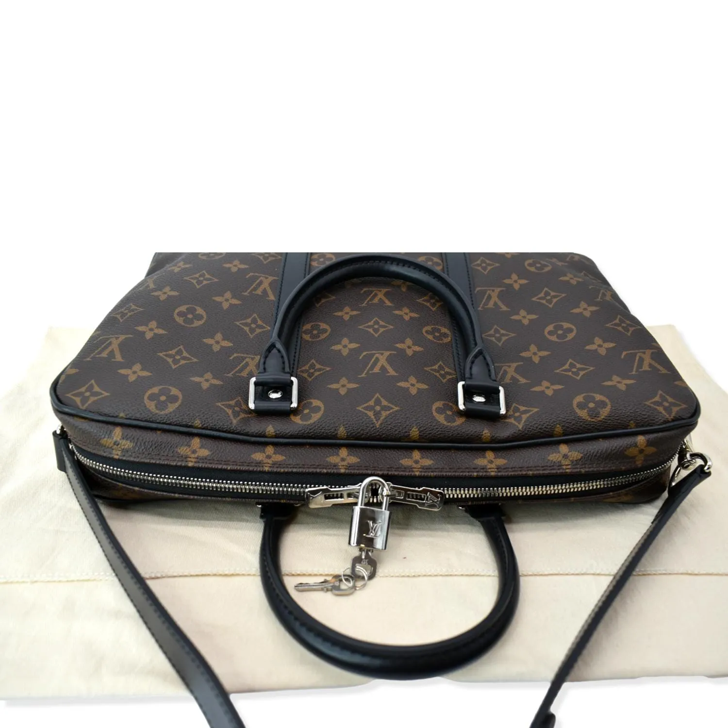 LOUIS VUITTON Porte Documents Voyage PM Monogram Canvas Briefcase Bag Brown