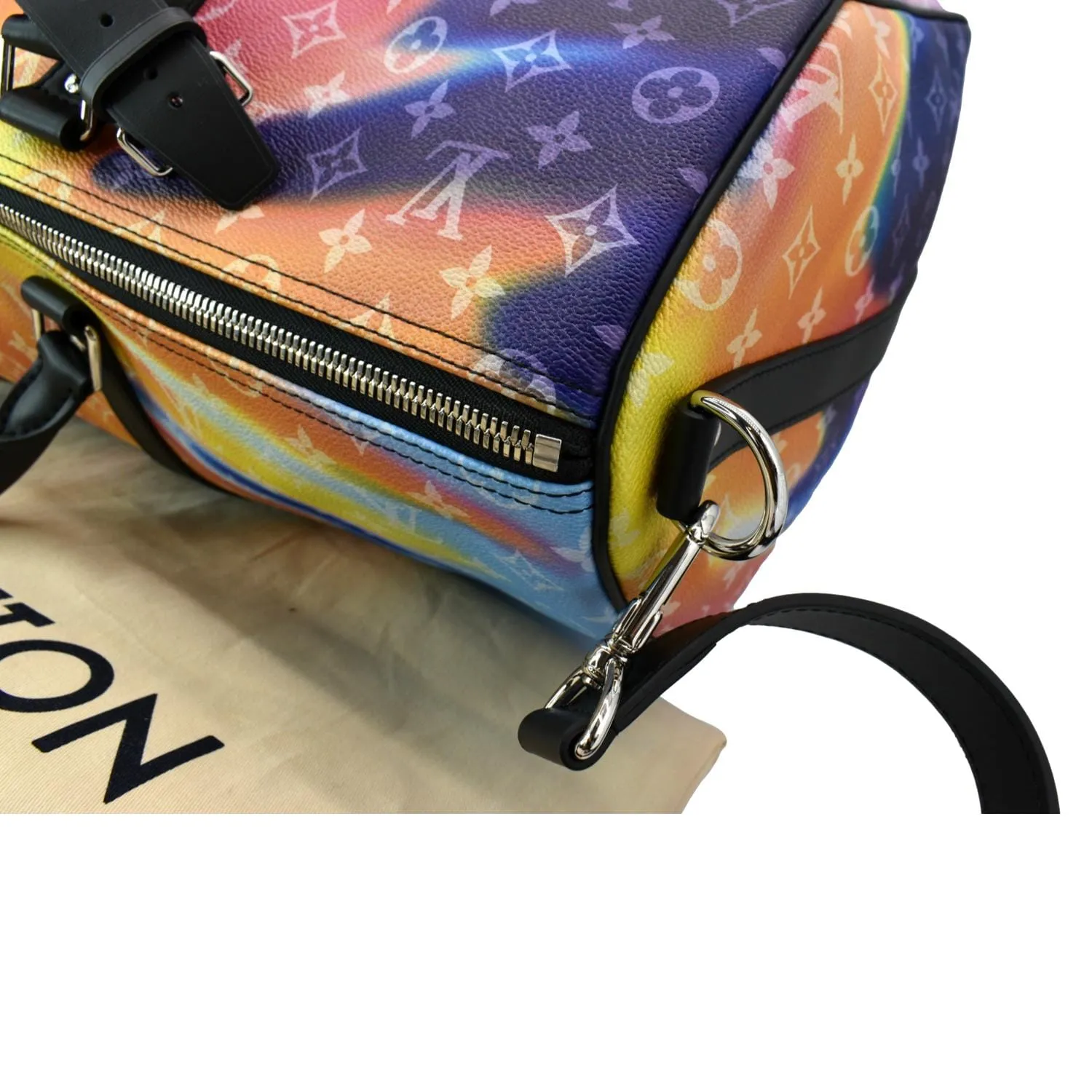 LOUIS VUITTON Sunset Keepall 50 Bandouliere Monogram Leather Travel Bag Multicolor