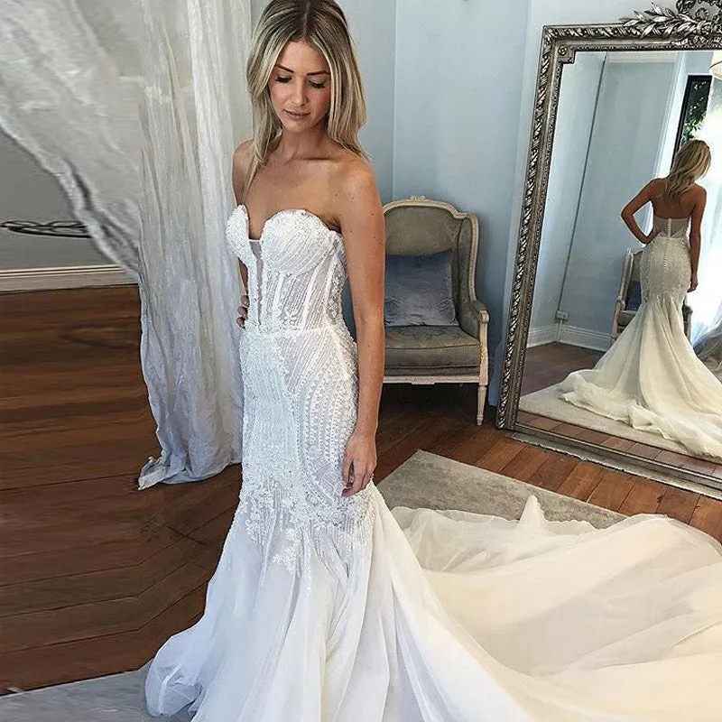 Mermaid Sweetheart Wedding Dress with Lace
