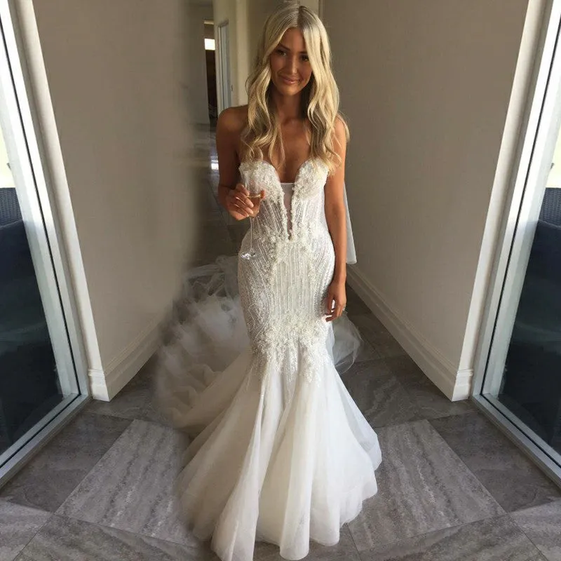 Mermaid Sweetheart Wedding Dress with Lace
