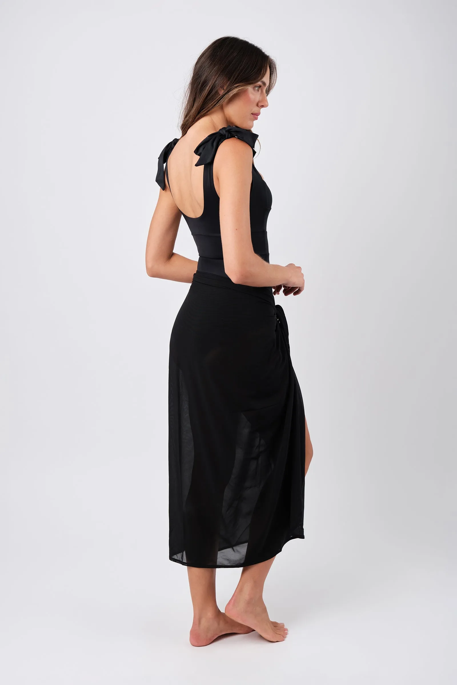 Midi Mesh Sarong BLACK