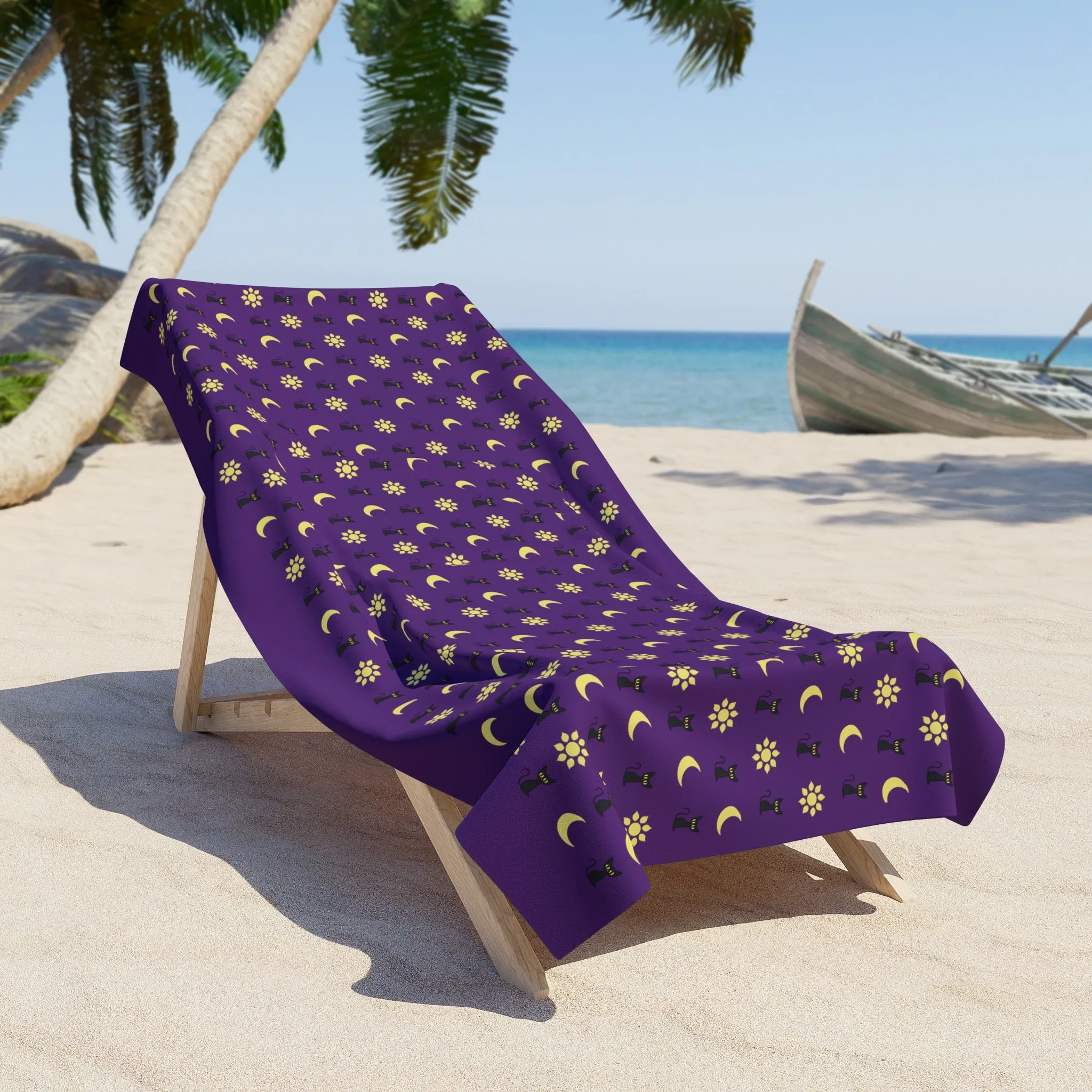 Midnight Feline Beach Towel