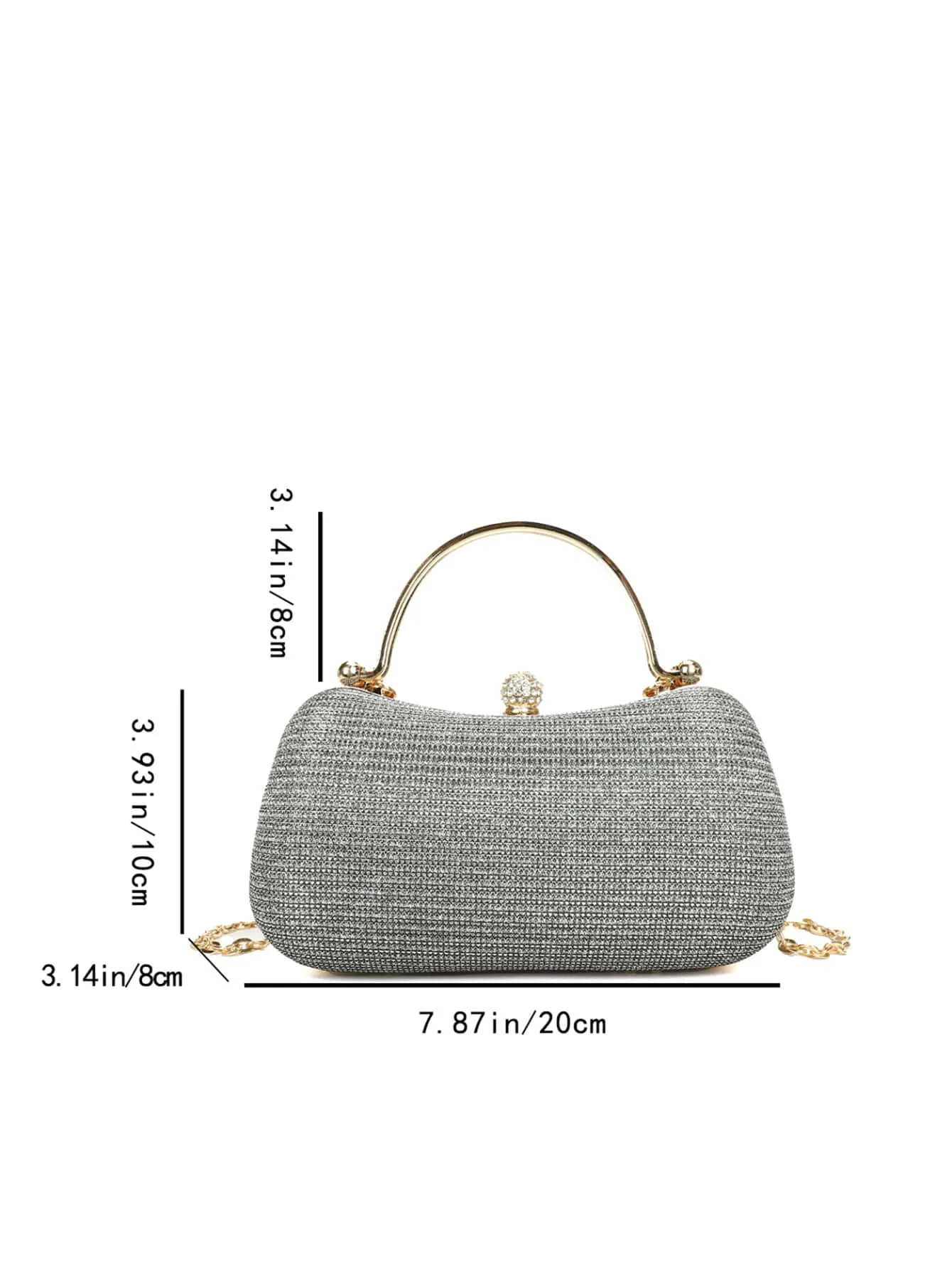 Mini Rhinestone Decor Chain Glitter Box Bag - Silver