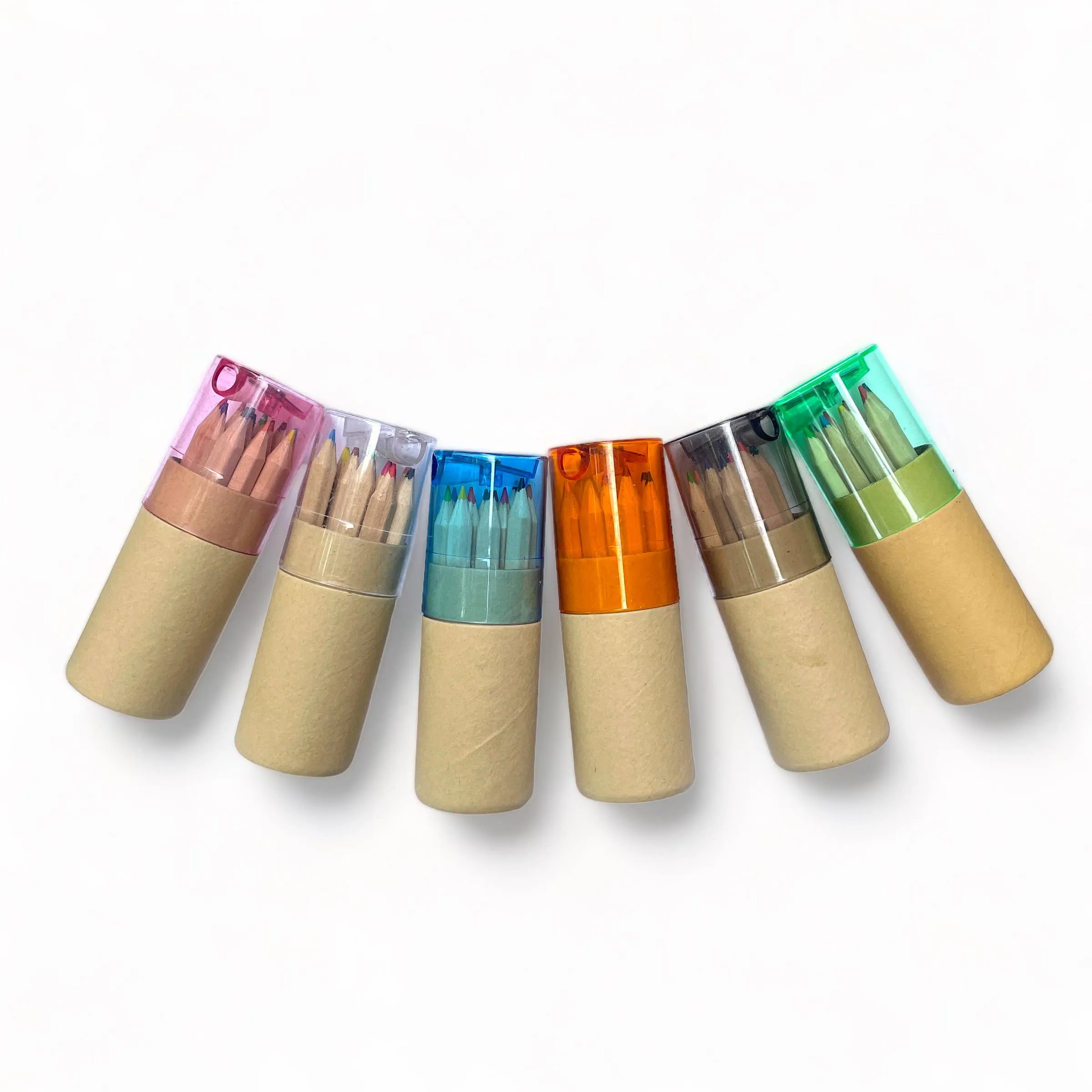 Mini Travel Compact Colored Pencils with Built In Sharpener: Green