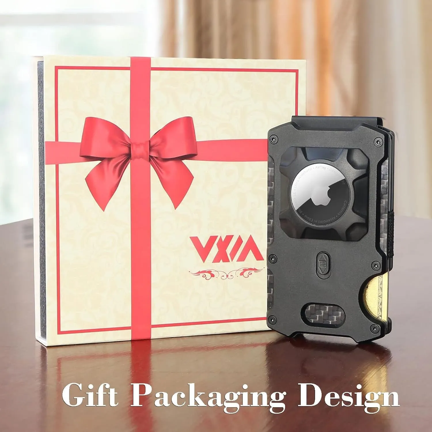 Minimalist Carbon Fiber RFID Blocking AirTag Wallet