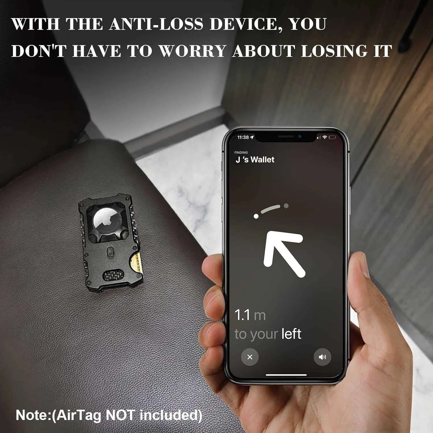 Minimalist Carbon Fiber RFID Blocking AirTag Wallet