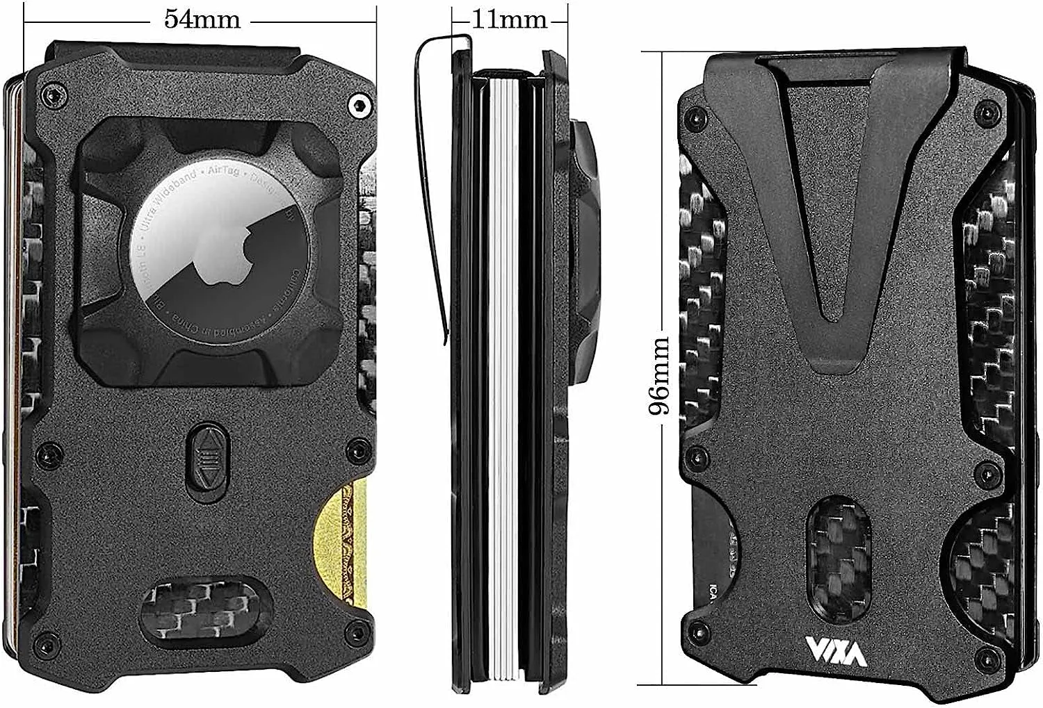 Minimalist Carbon Fiber RFID Blocking AirTag Wallet