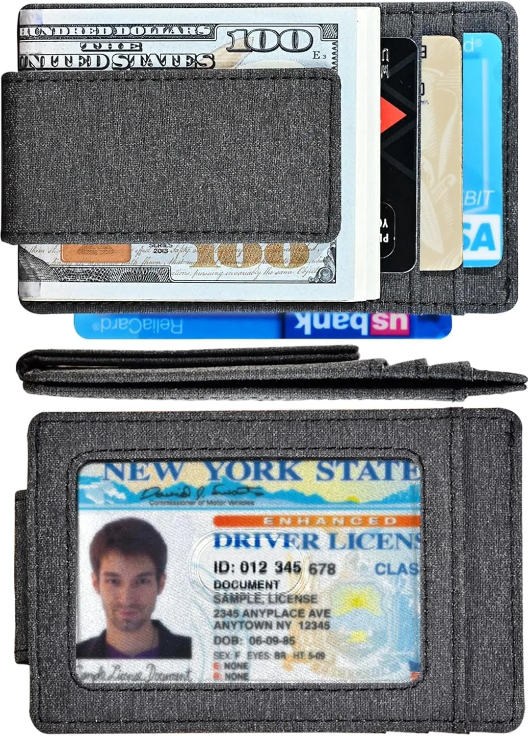 Money Clip, Front Pocket Wallet, Leather RFID Blocking Strong Magnet Thin Wallet