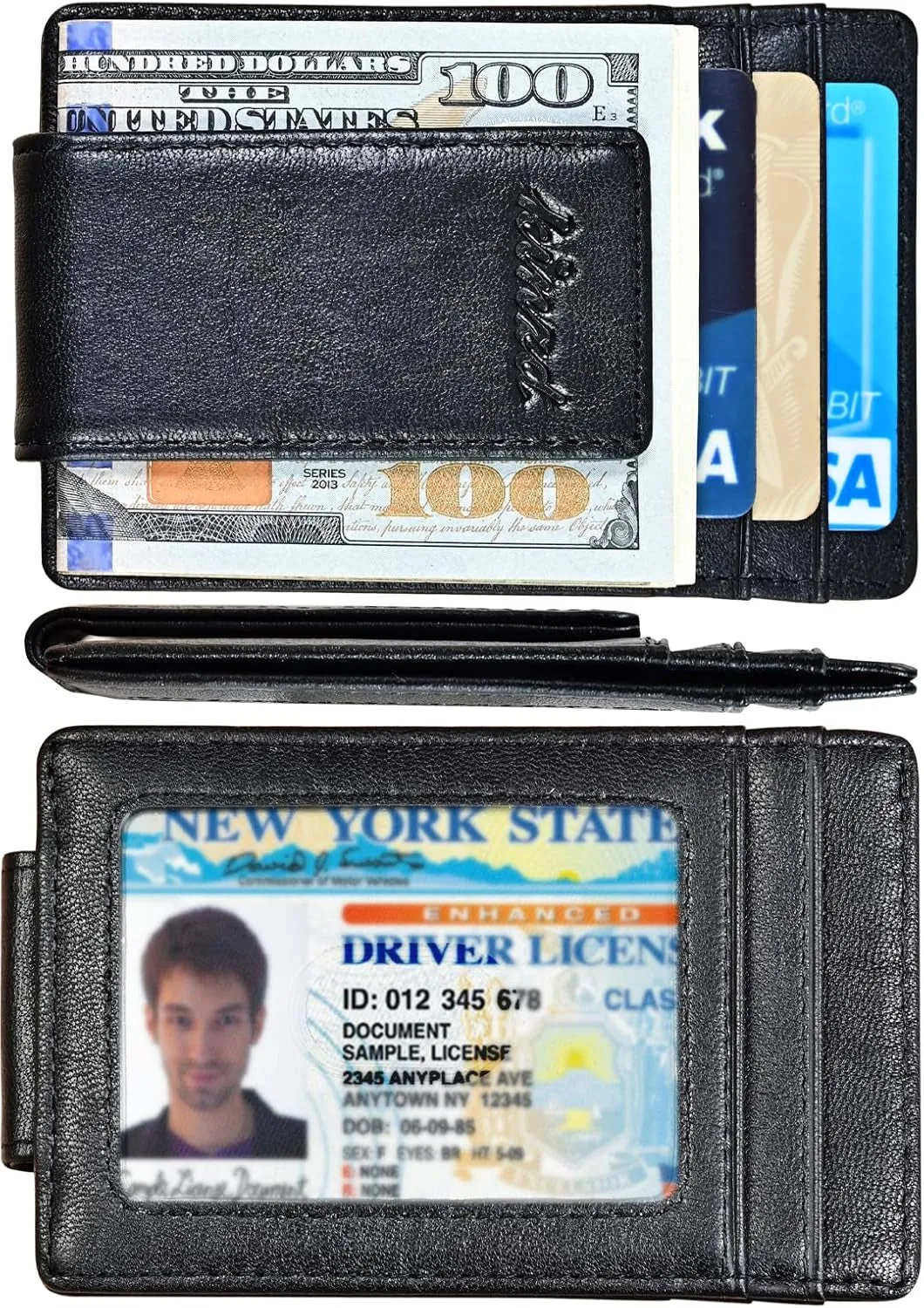Money Clip, Front Pocket Wallet, Leather RFID Blocking Strong Magnet Thin Wallet