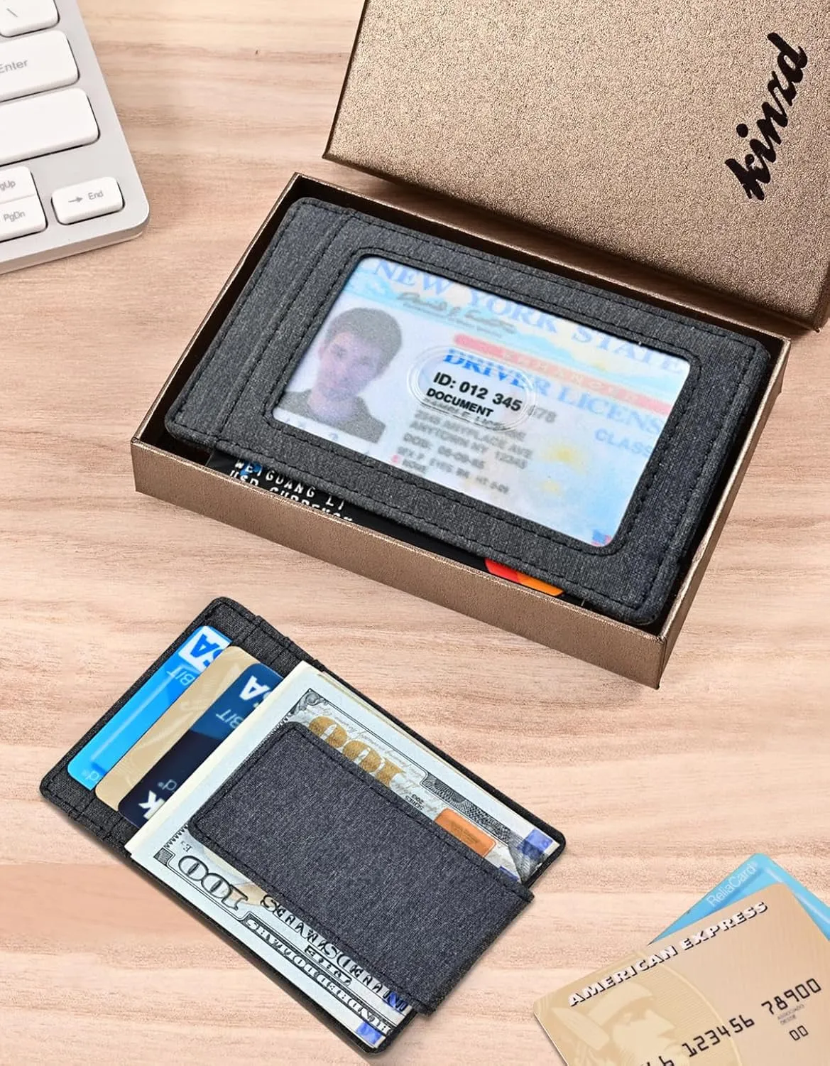 Money Clip, Front Pocket Wallet, Leather RFID Blocking Strong Magnet Thin Wallet