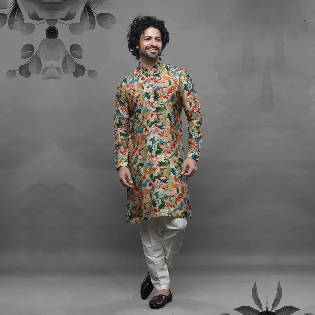 Multi-Color  Radiant Floral Kurta