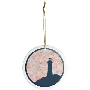 Nantucket Collection | Pink and blue lighthouse ornament | Secret Sale
