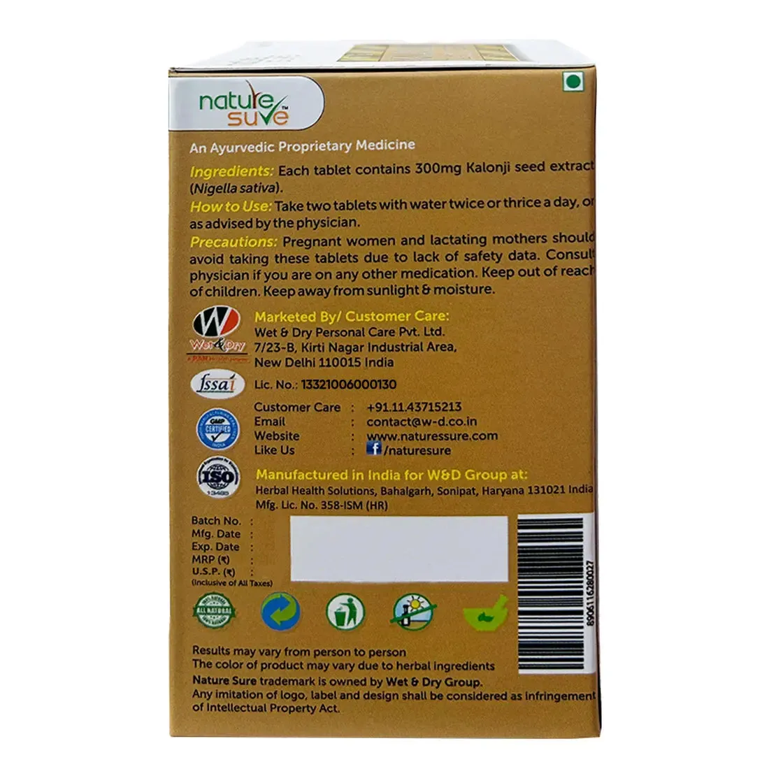 Nature Sure Kalonji Black Seed Extract for Men and Women - 90 Tablets