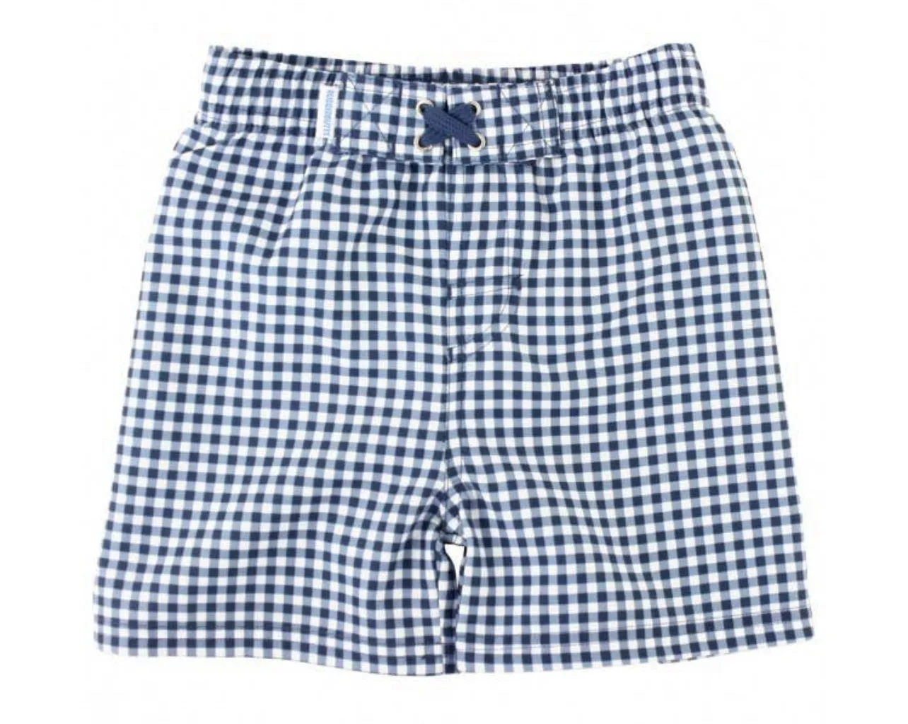 Navy Gingham Swim Trunks