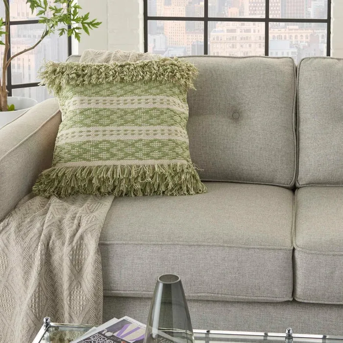New Great Quality Large 20" X 20" Decorative Pillow in Sage By Mina Victory! Made in India! Retails $85 