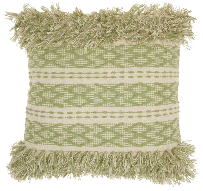 New Great Quality Large 20" X 20" Decorative Pillow in Sage By Mina Victory! Made in India! Retails $85 