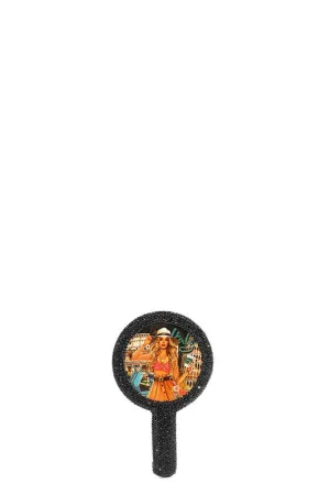 Nicole Lee USA Rhinestone-Encrusted Plastic Round Hand Mirror