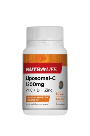 NUTRALIFE  Liposomal C 1200mg Vitamin C With Vit D & Zinc 60 Tablets