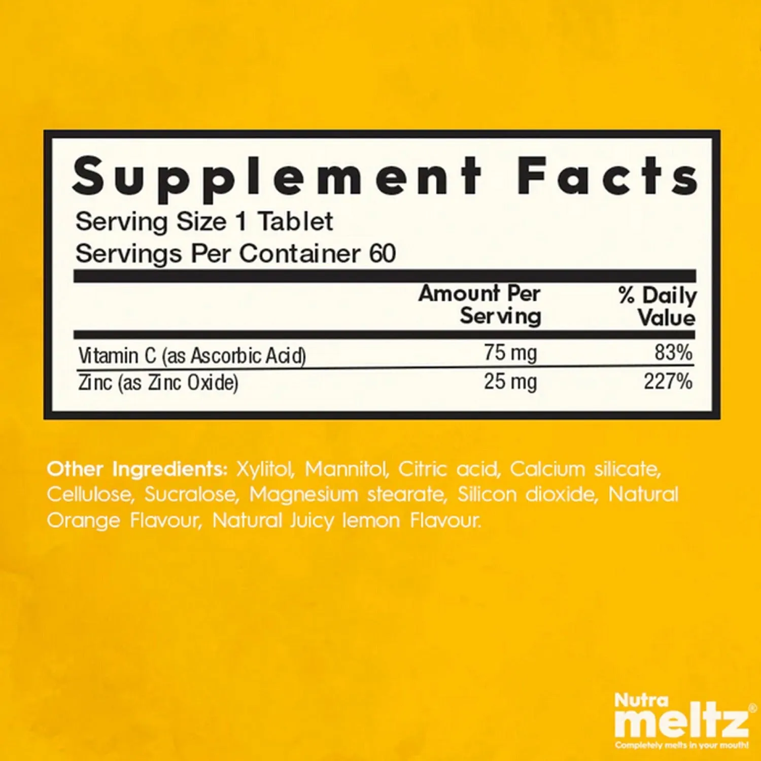 NUTRAMELTZ VITAMIN C   ZINC  (60 Melts)