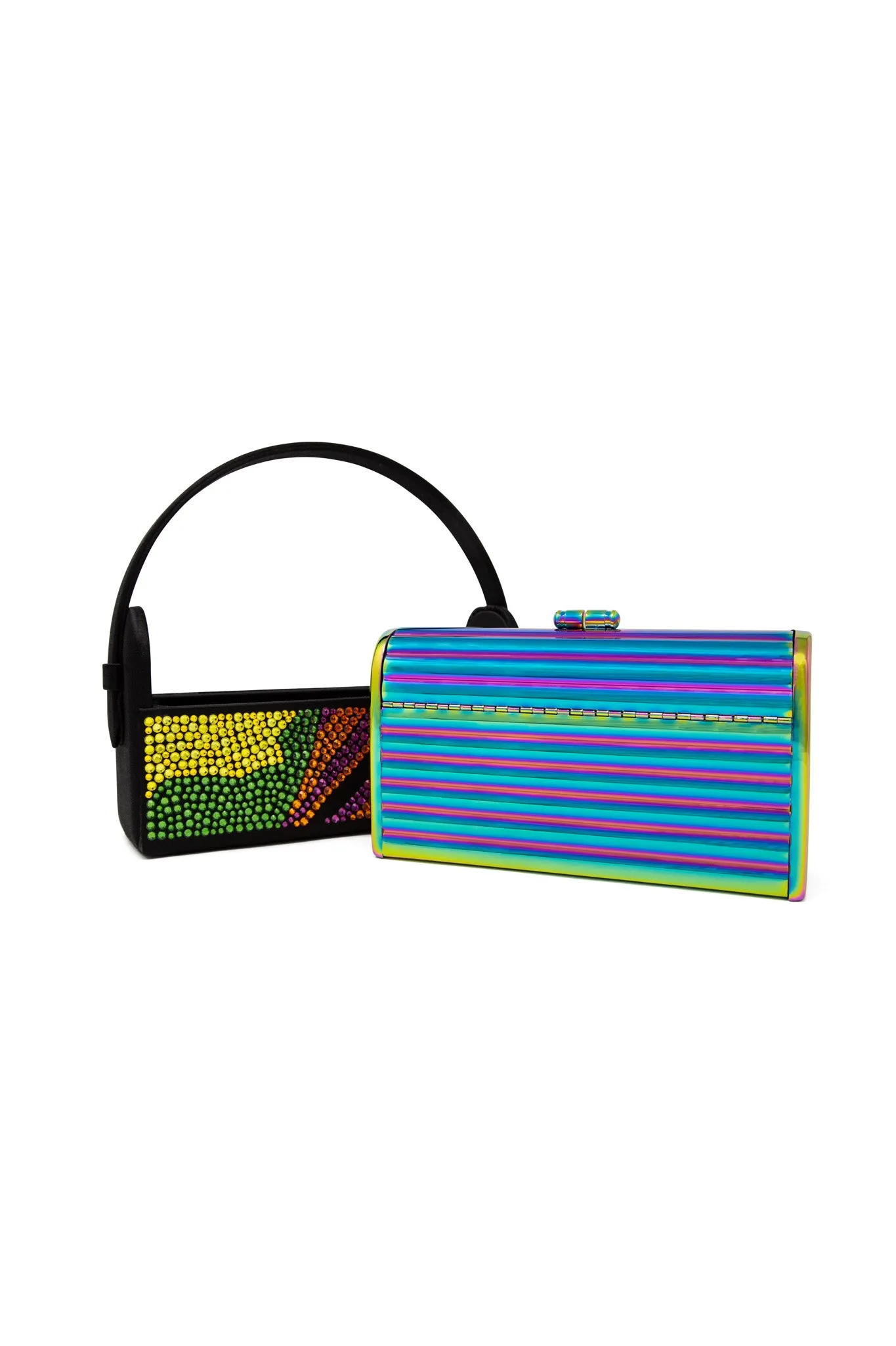 Oil Slick Tubular Régine Minaudière with Copacabana Swarovski Crystal Case