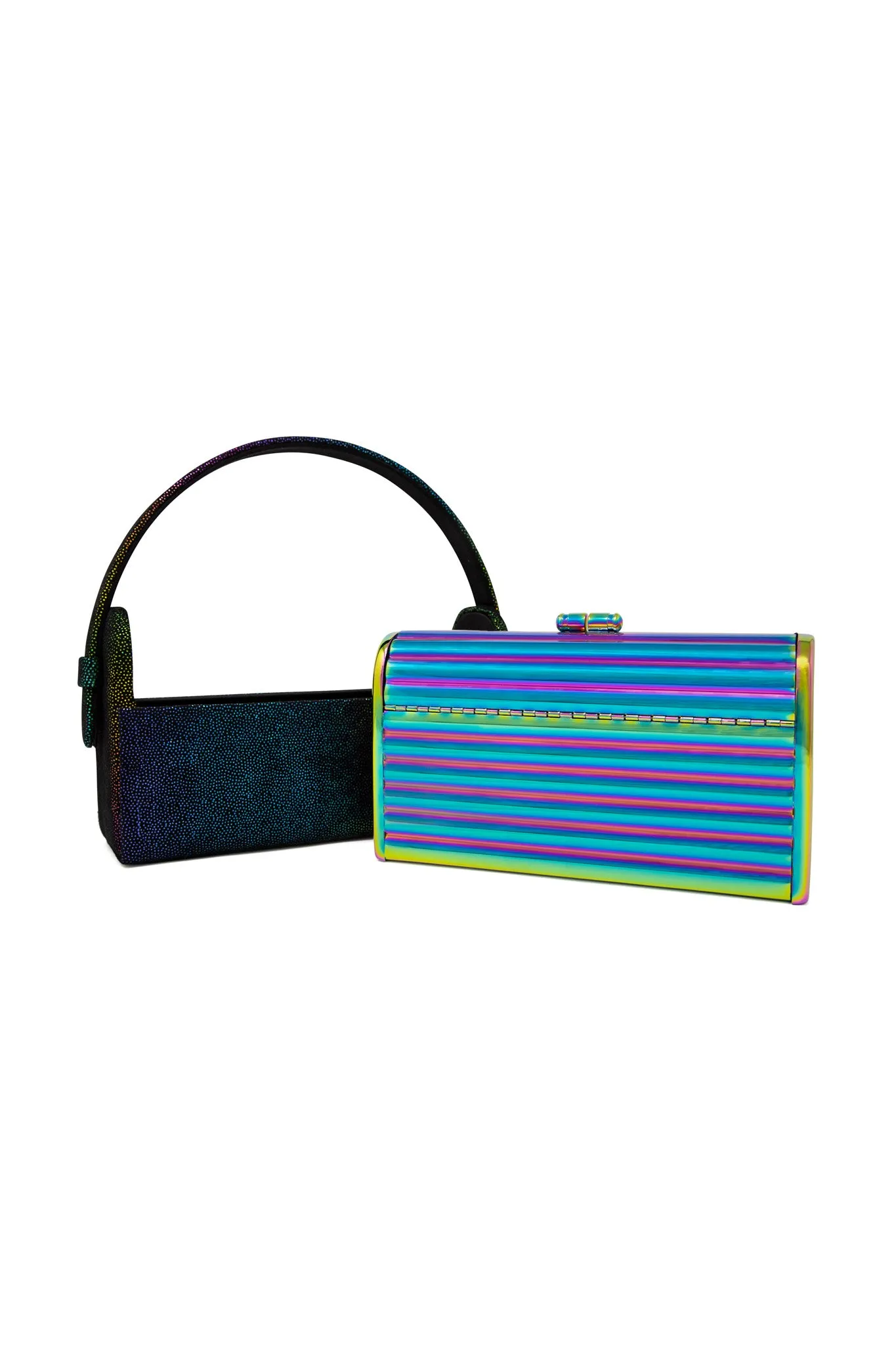 Oil Slick Tubular Régine Minaudière with Rainbow Leather Case