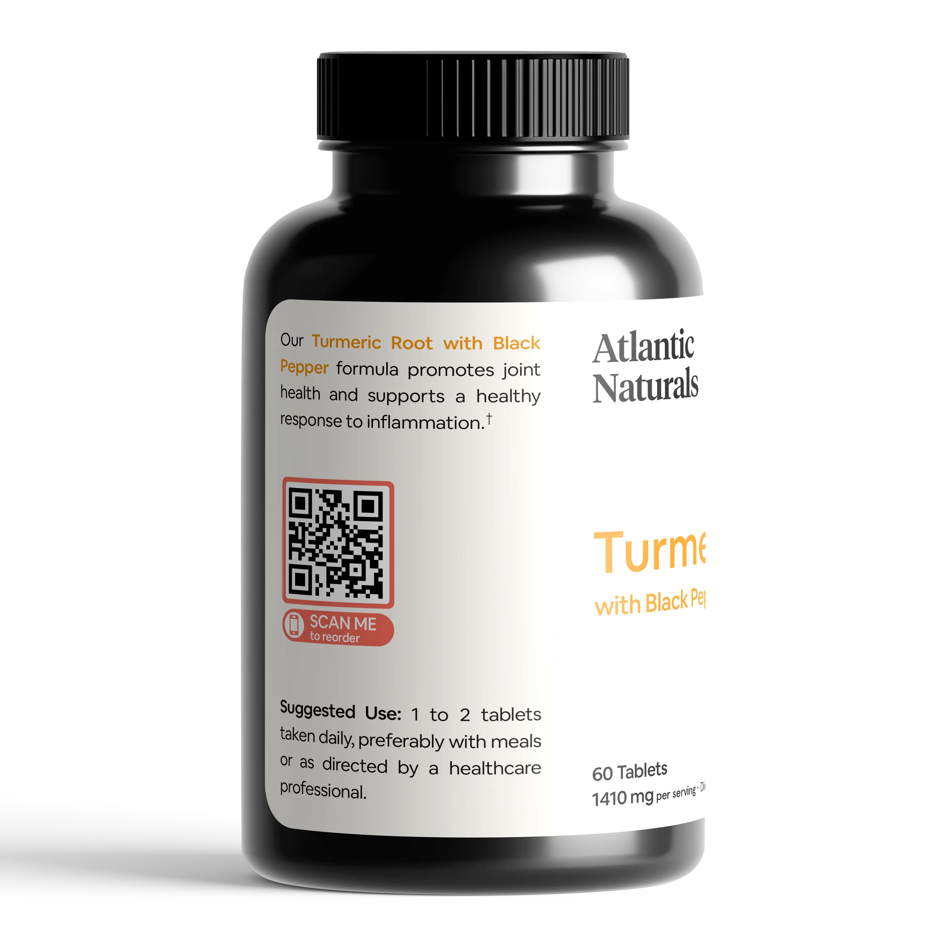 Organic Turmeric Root with Black Pepper | Vegan 1410 mg
