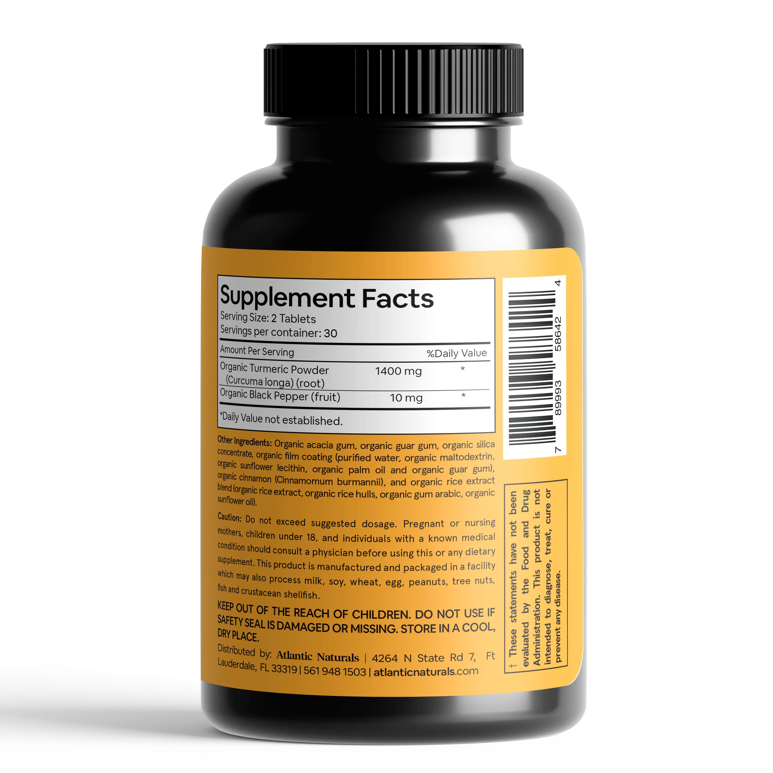 Organic Turmeric Root with Black Pepper | Vegan 1410 mg