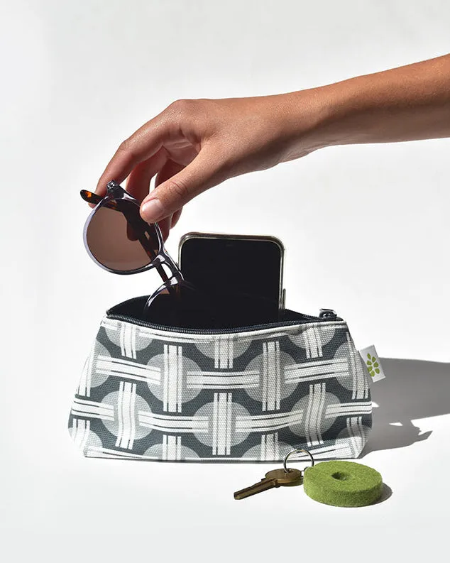 Orient Zipper Mini Pouch – Moss Green (8" x 4.5" x 2")