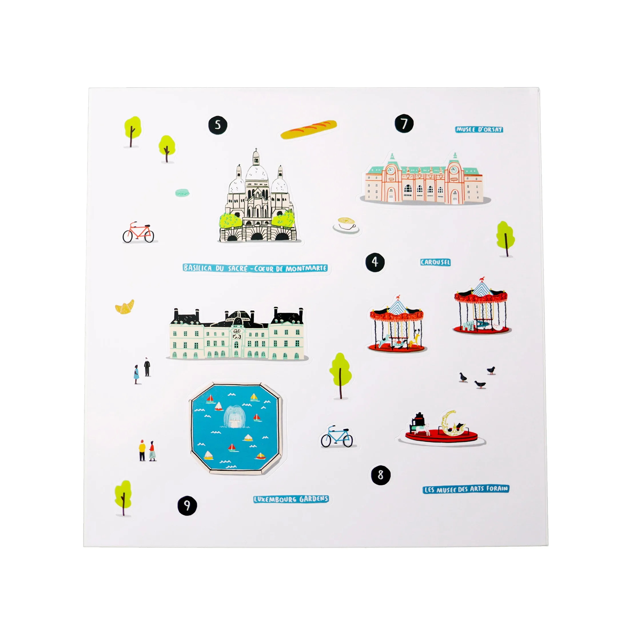 Paris Waterproof Stickers Activity Set Reusable Map Guide