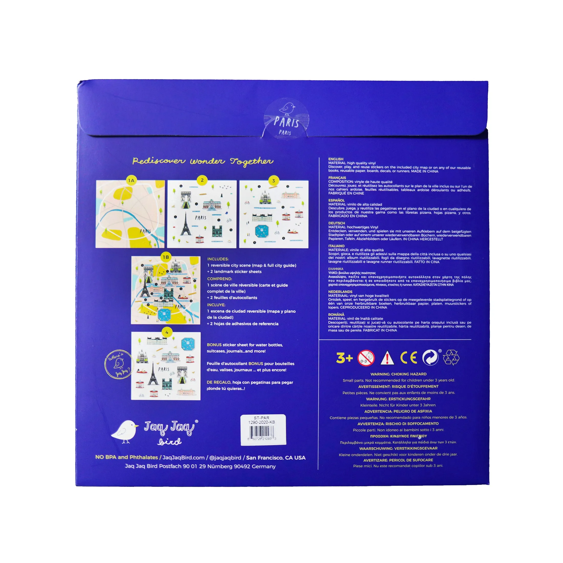 Paris Waterproof Stickers Activity Set Reusable Map Guide