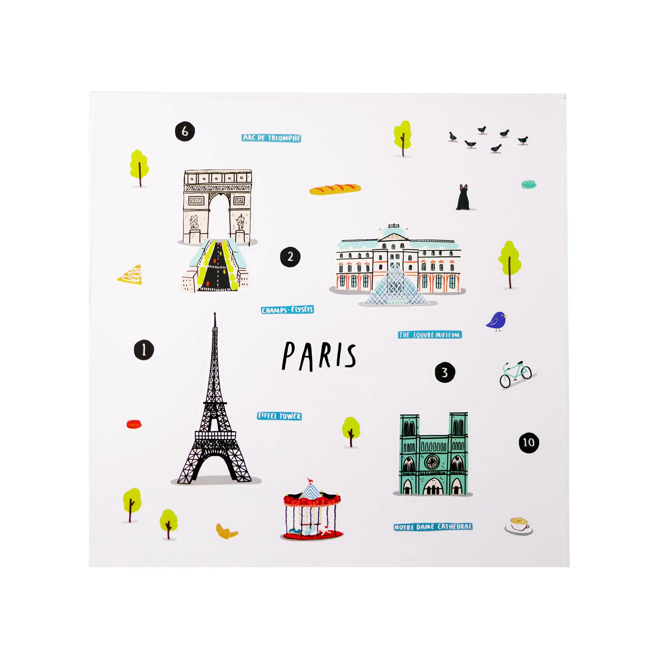 Paris Waterproof Stickers Activity Set Reusable Map Guide
